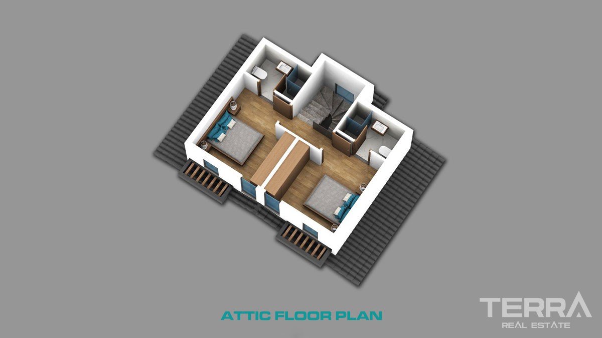 New Villa with Mountain and Distant Sea View to Buy in Ovacık Fethiye - 44042