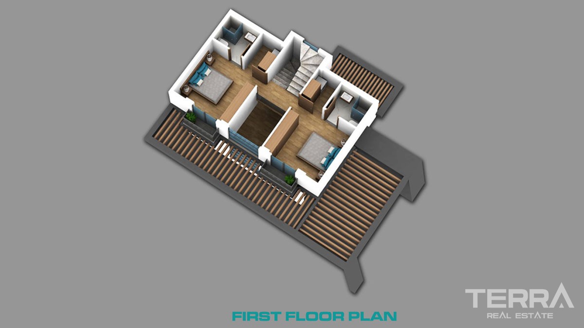 New Villa with Mountain and Distant Sea View to Buy in Ovacık Fethiye - 44044
