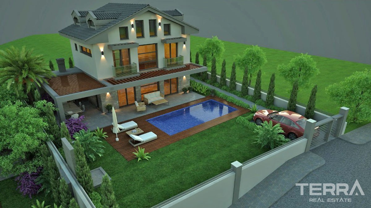 New Villa with Mountain and Distant Sea View to Buy in Ovacık Fethiye - 44045