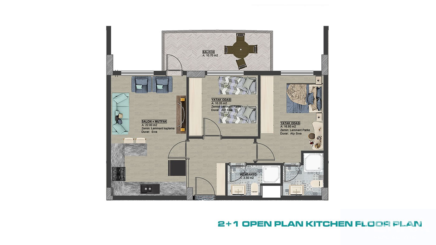 Nouveaux Appartements à Vendre Dans le Cadre Paisible de Gazipaşa - 44258