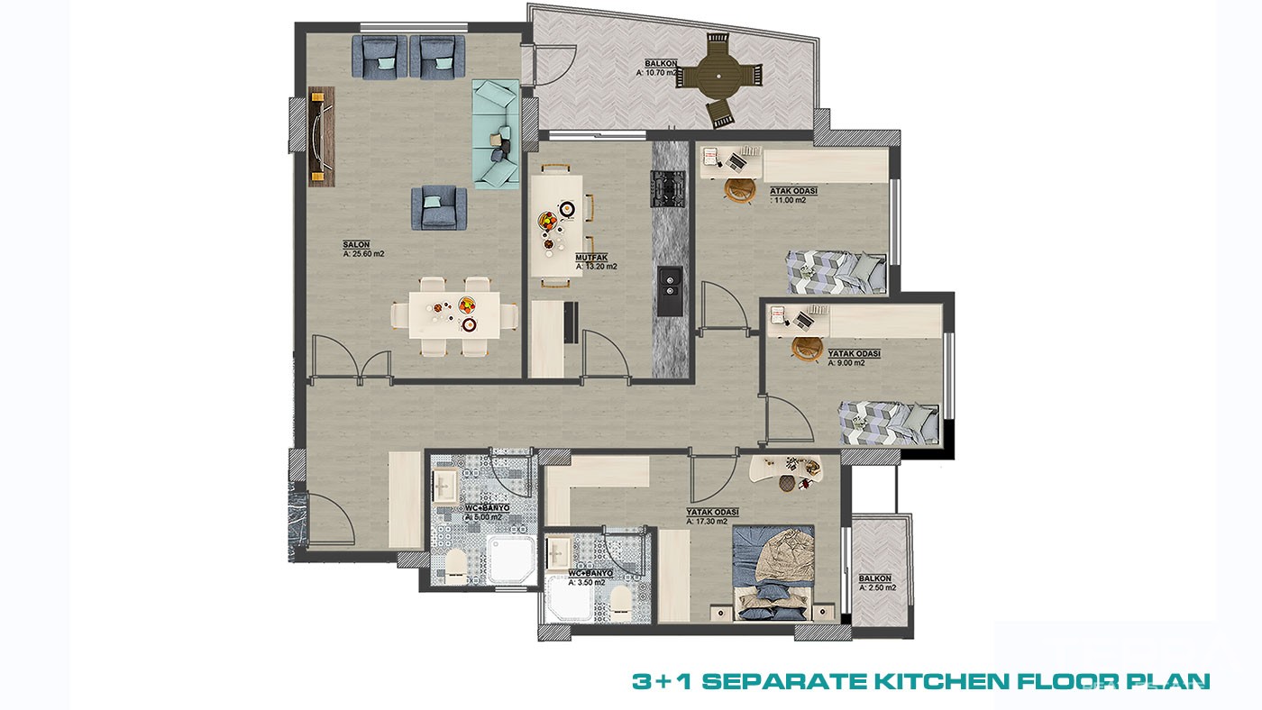Nouveaux Appartements à Vendre Dans le Cadre Paisible de Gazipaşa - 44260