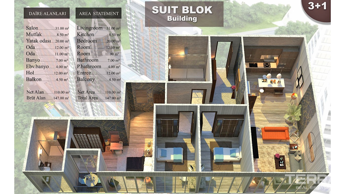 Appartements de Luxe Proches des Routes & Commerces à Esenyurt - 45093
