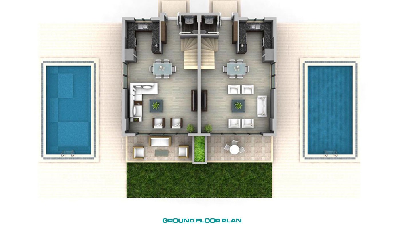 Maisons Mitoyennes Avec Piscine Privée à Vendre à Fethiye Centre-Ville - 45394