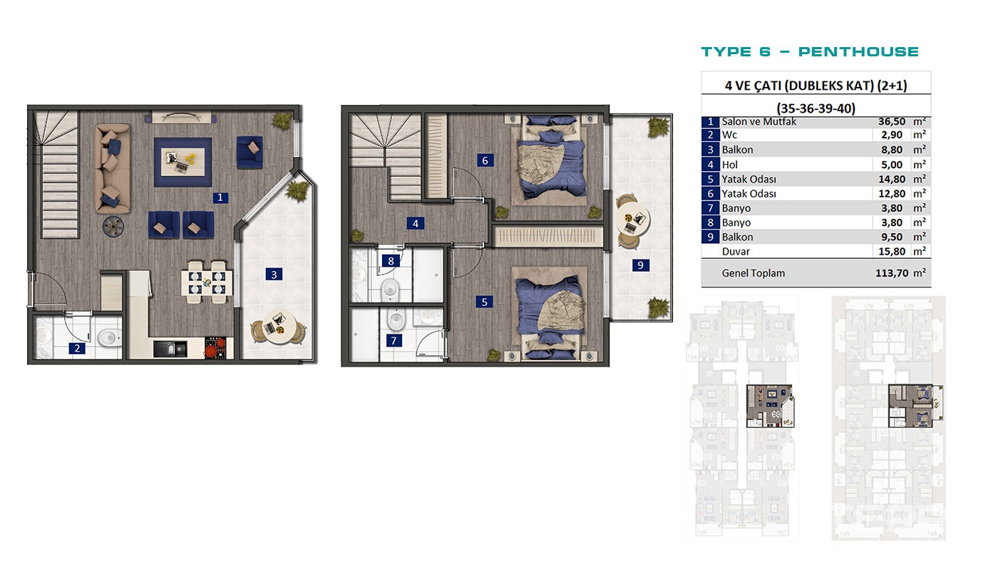 Luksusowe apartamenty z widokiem na morze w Alanya Oba - 45522