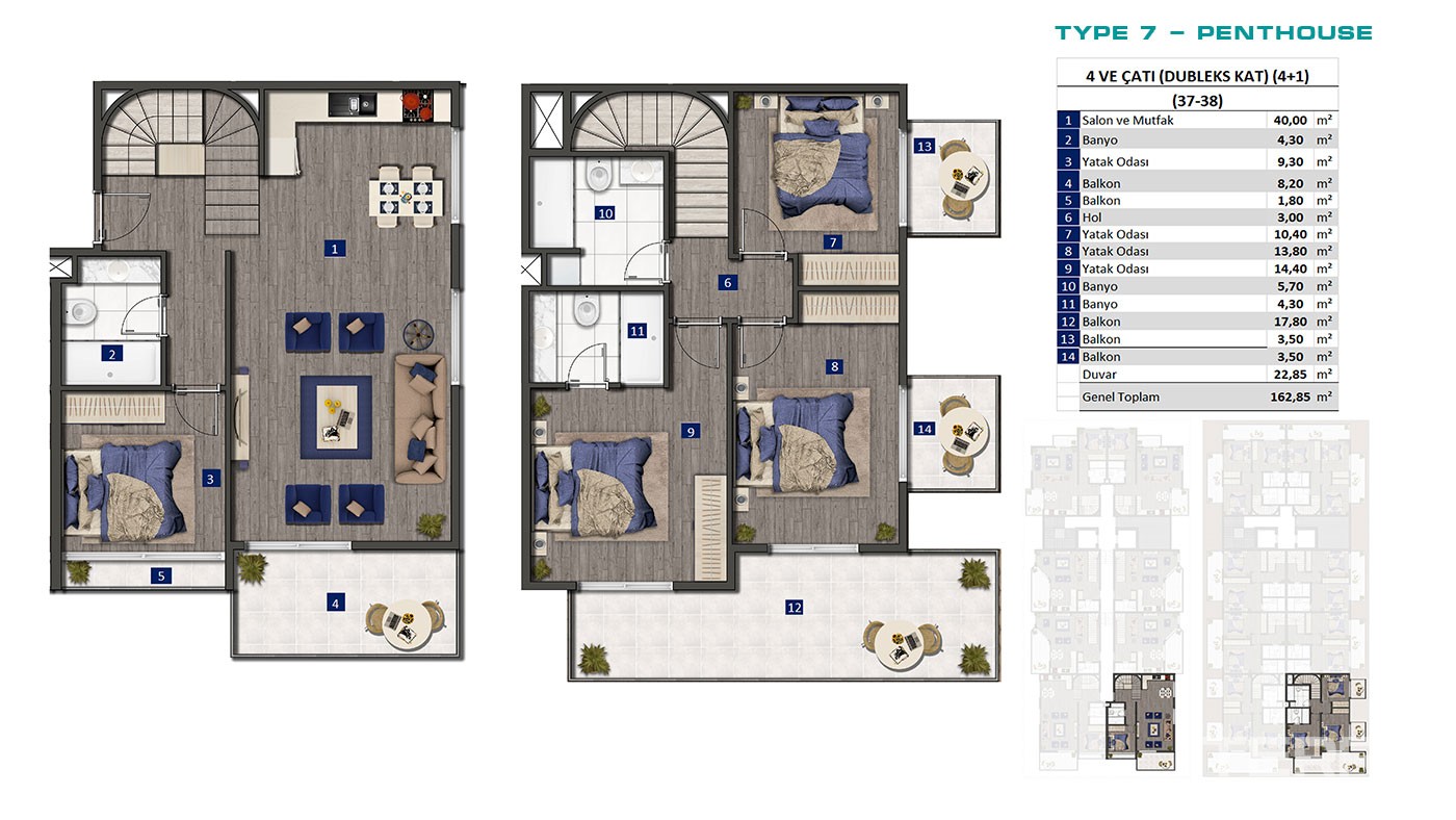 Luksusowe apartamenty z widokiem na morze w Alanya Oba - 45523