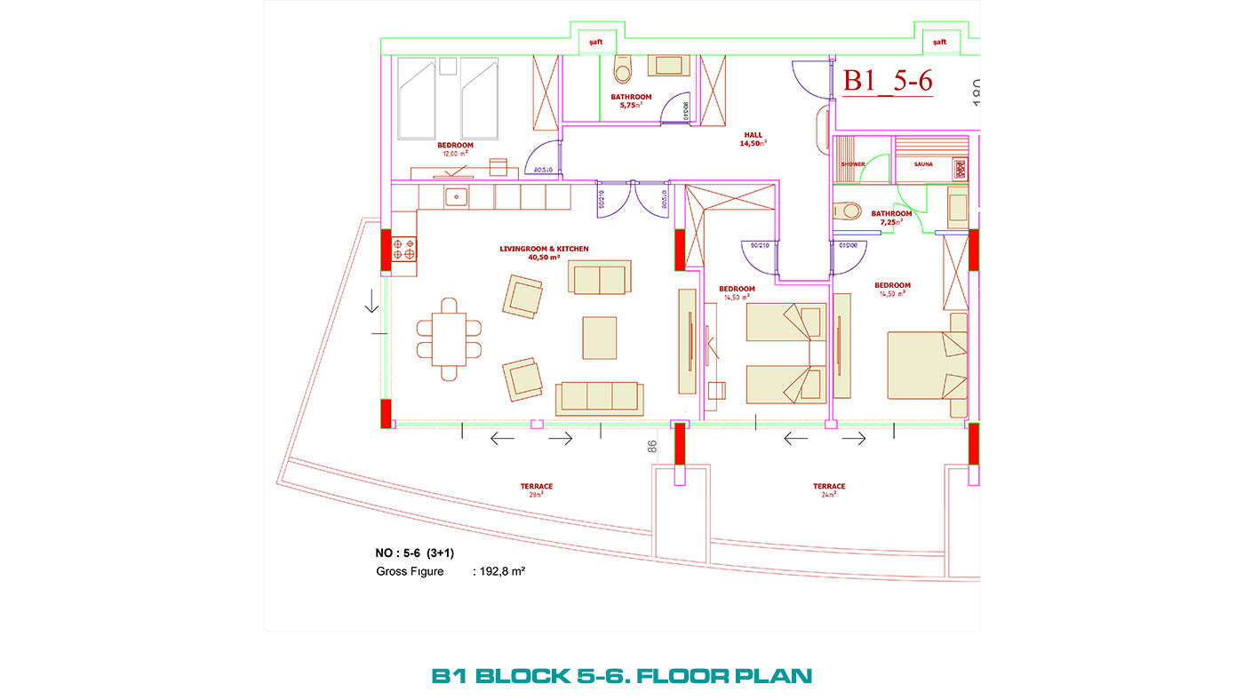 Luxury Apartments to Buy in a 5-Star Hotel Concept in Alanya Konaklı - 100086