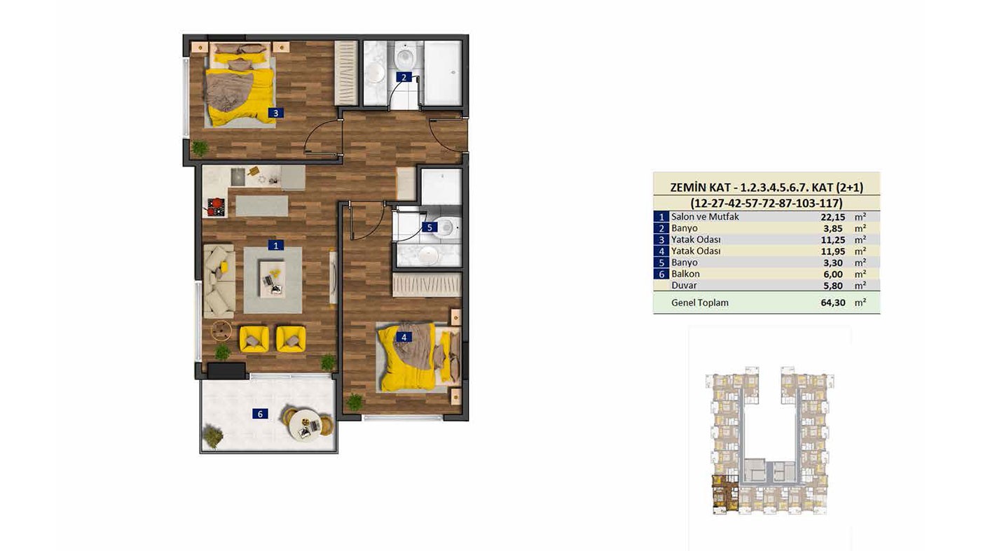 Luxury Sea View Apartments to Buy in Alanya Tosmur Nearby the Beach - 46531