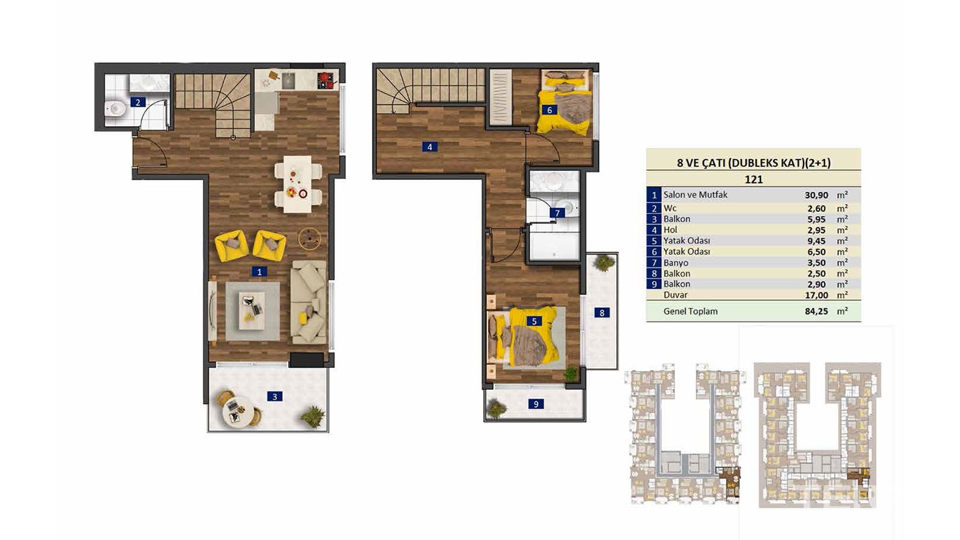 Luxury Sea View Apartments to Buy in Alanya Tosmur Nearby the Beach - 46534