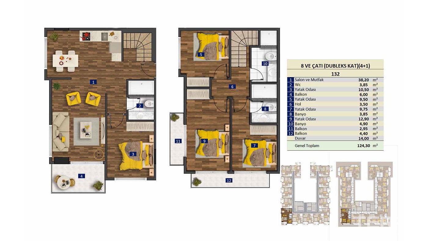 Luxury Sea View Apartments to Buy in Alanya Tosmur Nearby the Beach - 46536