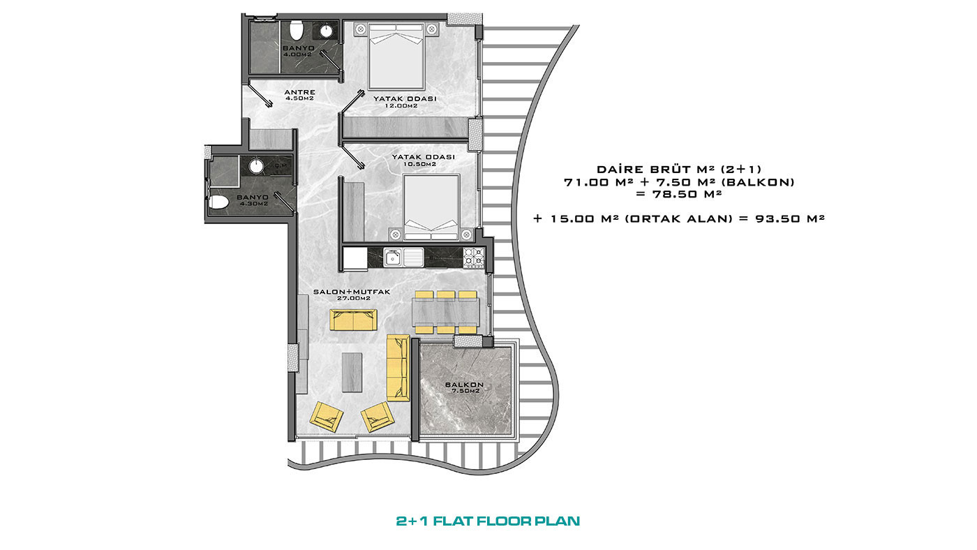 Appartements au Design Contemporain en Front de Mer à Kargıcak Alanya - 48315