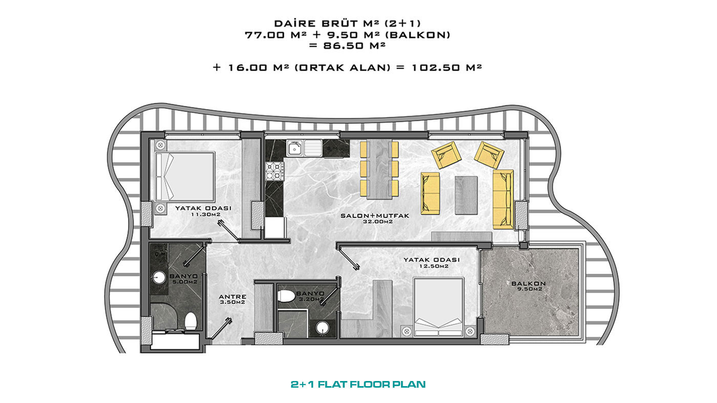 Appartements au Design Contemporain en Front de Mer à Kargıcak Alanya - 48316