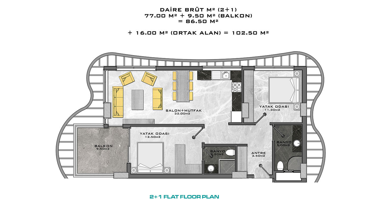 Appartements au Design Contemporain en Front de Mer à Kargıcak Alanya - 48317