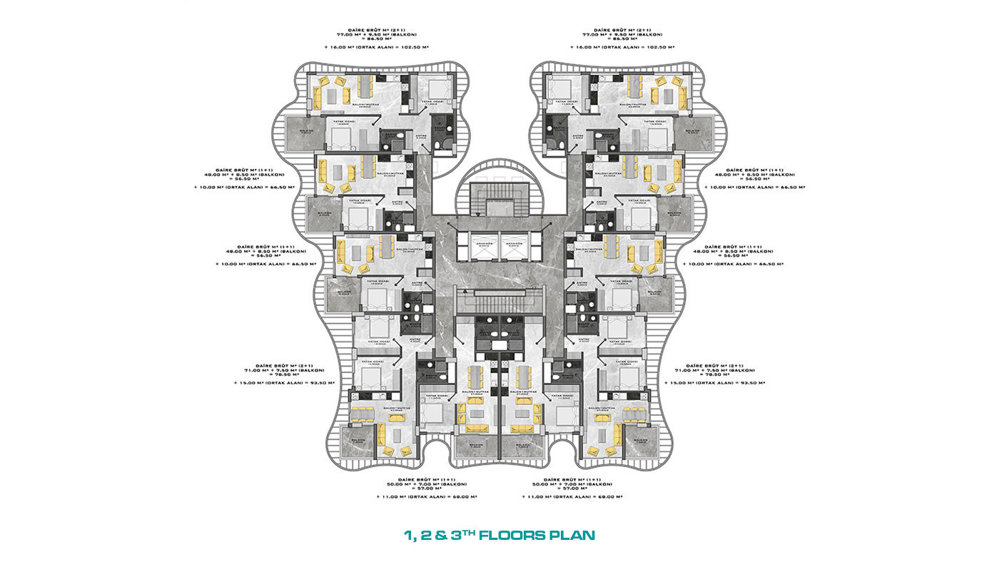 Appartements au Design Contemporain en Front de Mer à Kargıcak Alanya - 48333