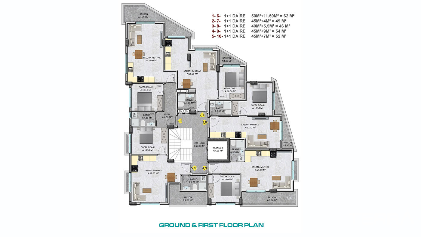 New Centrally Located 1 and 2- Bed Apartments to Buy in Alanya - 48501