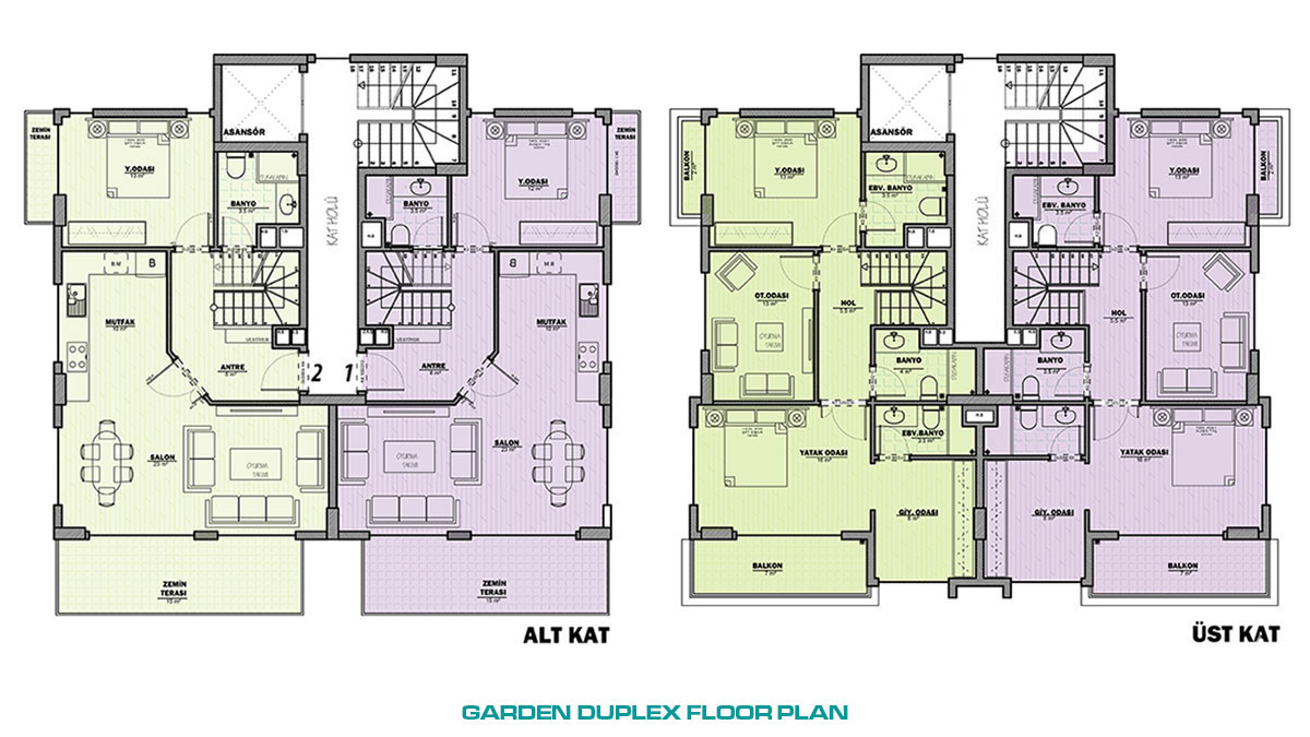 Appartements Duplex Avec Vue Mer & Forteresse d’Alanya à Bektaş - 49182
