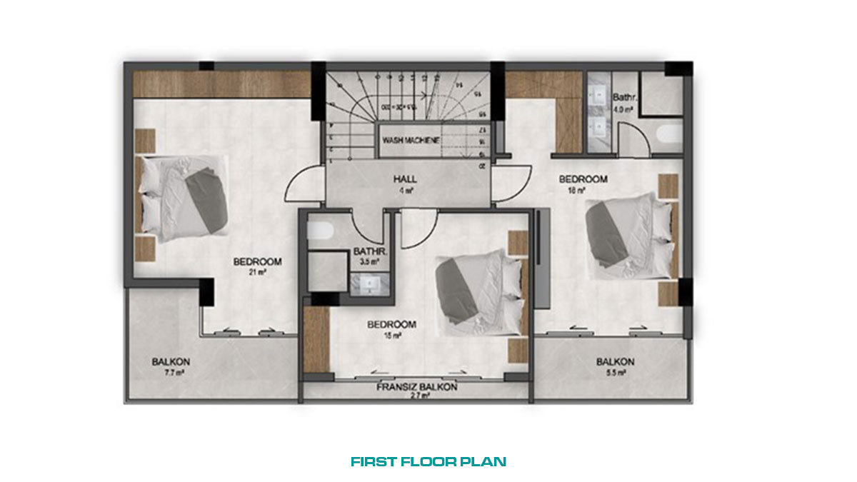 Modern Detached Villas with Private Pool to Buy in Alanya Bektaş Hill - 49174