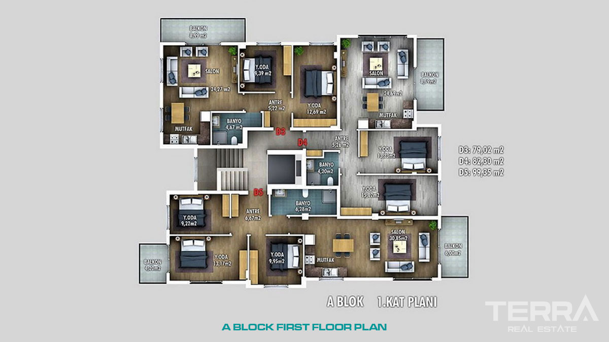 Luxury One Bedroom Apartment for Sale in Fethiye Close to the Seashore - 49892