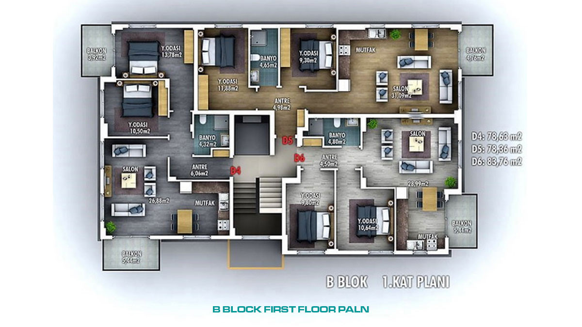 Luxury One Bedroom Apartment for Sale in Fethiye Close to the Seashore - 49893