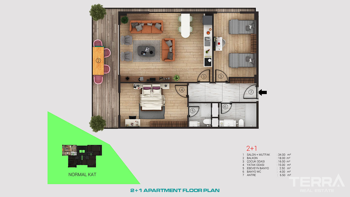 Appartements Modernes à Alanya à Vendre Proches de la Mer et Commerces - 50130