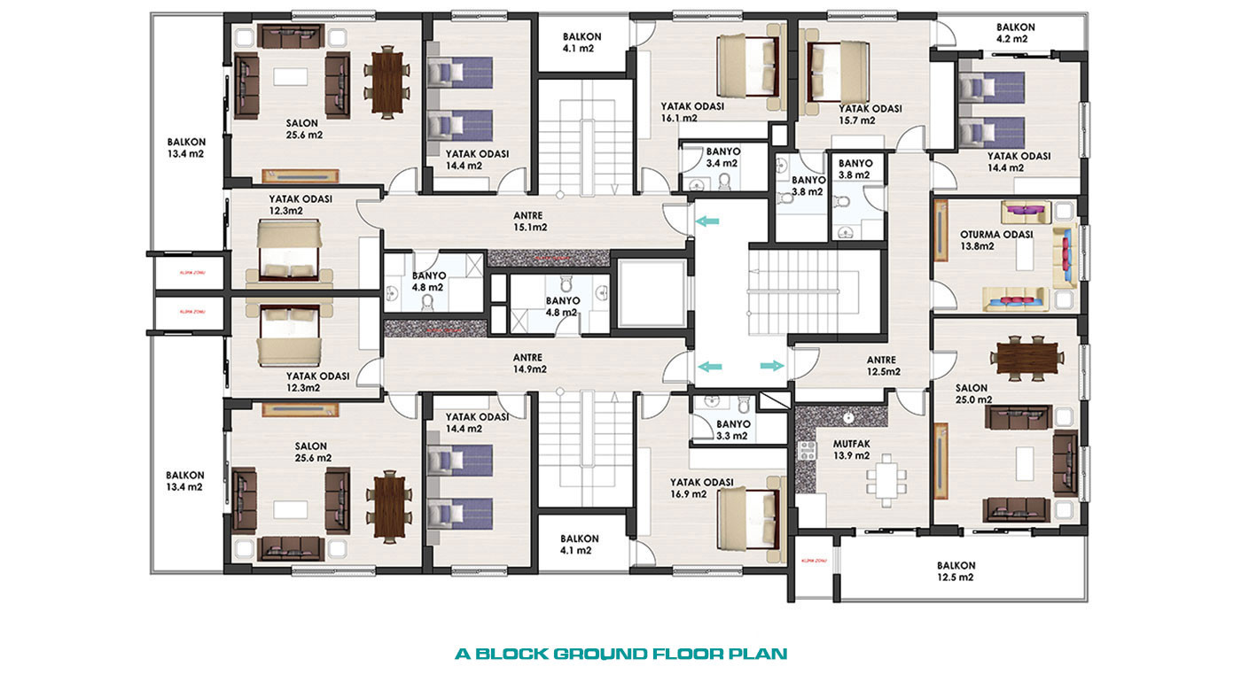 Appartements de Qualité Parfaite Avec Cuisine Séparée à Alanya Centre - 54912