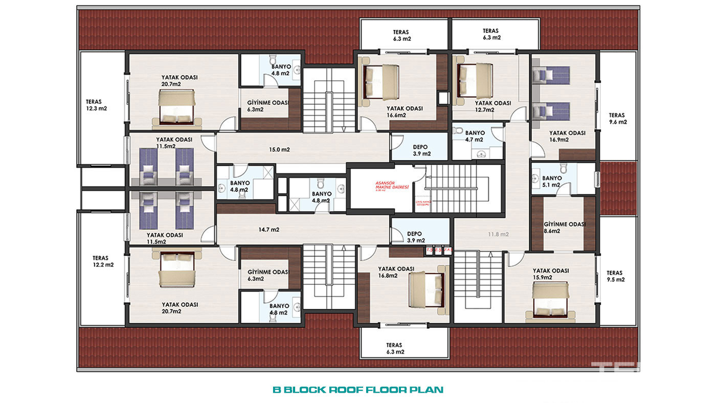 Appartements de Qualité Parfaite Avec Cuisine Séparée à Alanya Centre - 54916