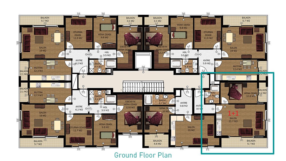 Apartments near the Cleopatra Beach in Alanya - 705
