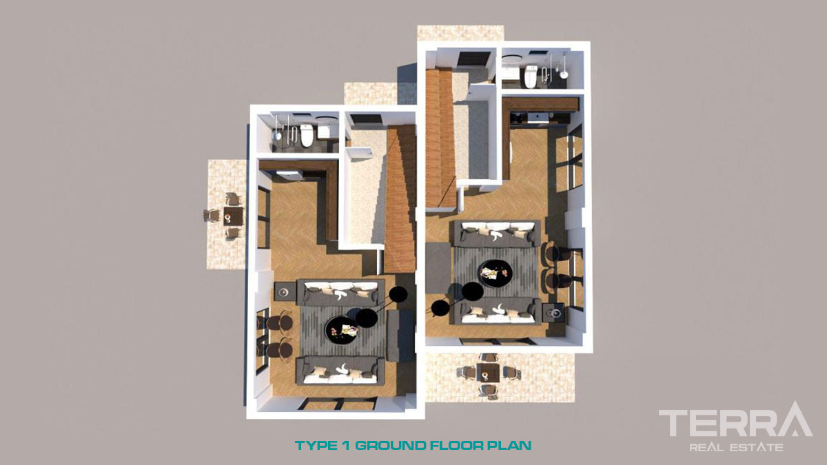 Semi-Detached Villas to Buy in Fethiye Only 700m from the Çalış Beach - 50636