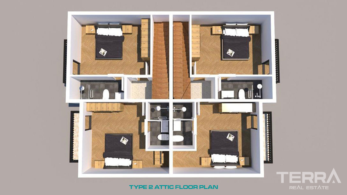 Semi-Detached Villas to Buy in Fethiye Only 700m from the Çalış Beach - 50638
