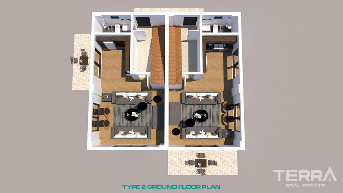 Semi-Detached Villas to Buy in Fethiye Only 700m from the Çalış Beach - 50640