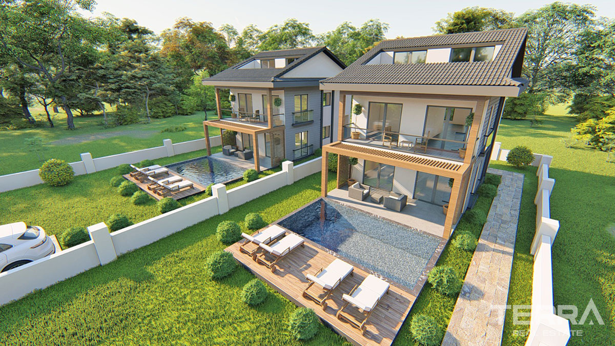 Modern Villas to Buy with a Swimming Pool and Garden in Fethiye Çalış - 51175