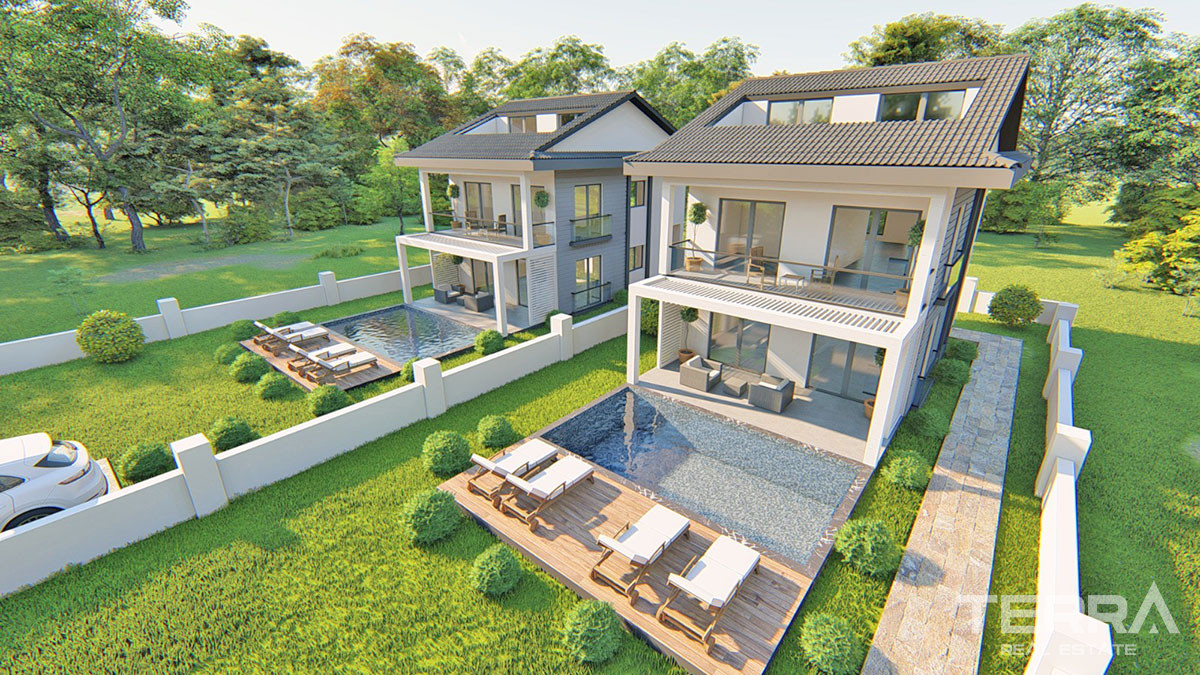 Modern Villas to Buy with a Swimming Pool and Garden in Fethiye Çalış - 51177
