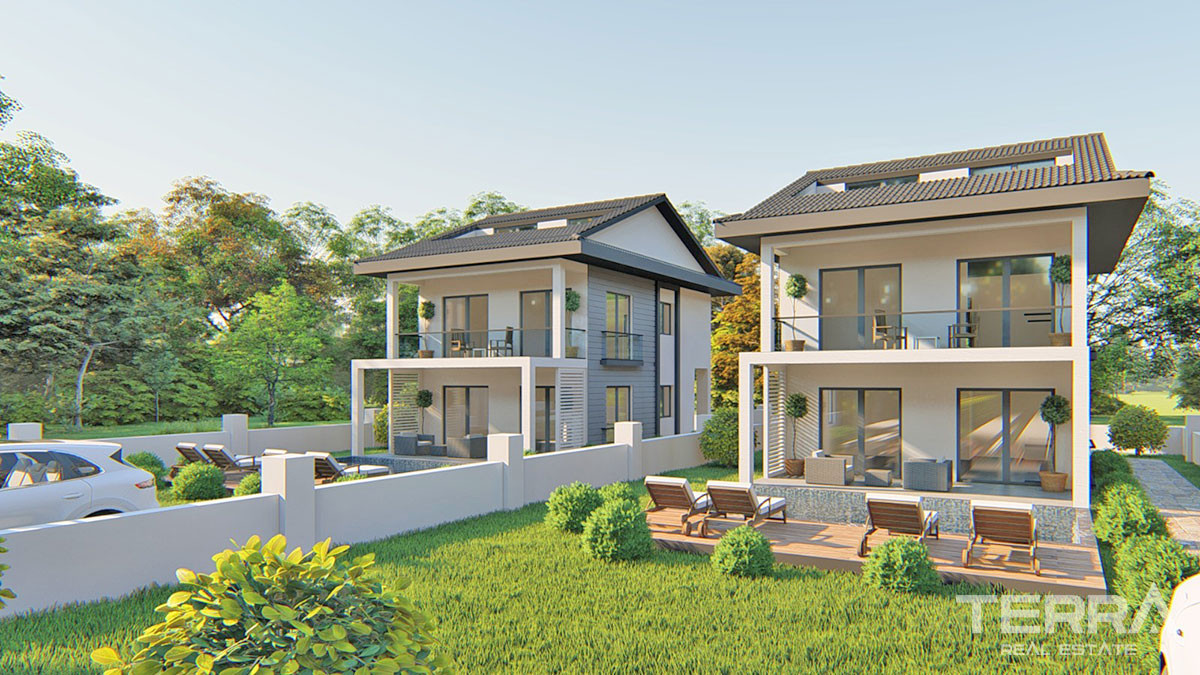 Modern Villas to Buy with a Swimming Pool and Garden in Fethiye Çalış - 51181