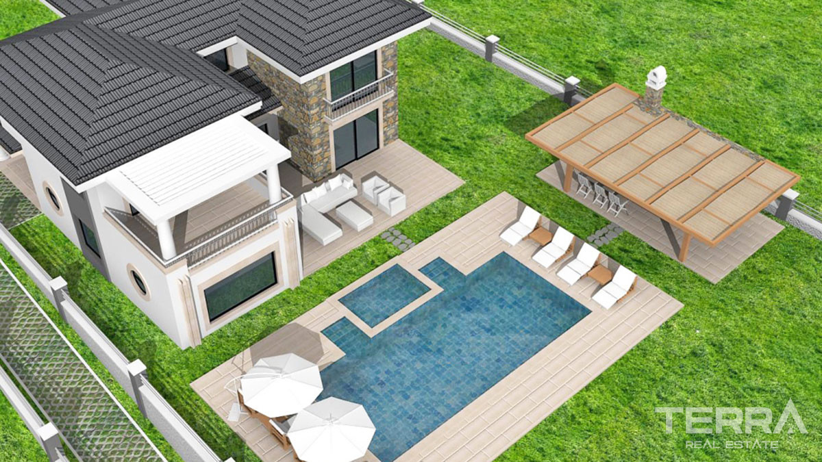 Mountain View Villa with Large Plot and Private Pool in Fethiye Üzümlü - 52107