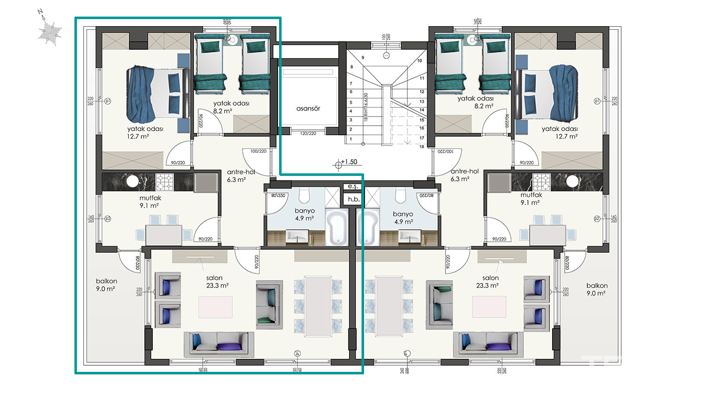 Apartment in Alanya City Center Within Walking Distance to the Beach - 52510