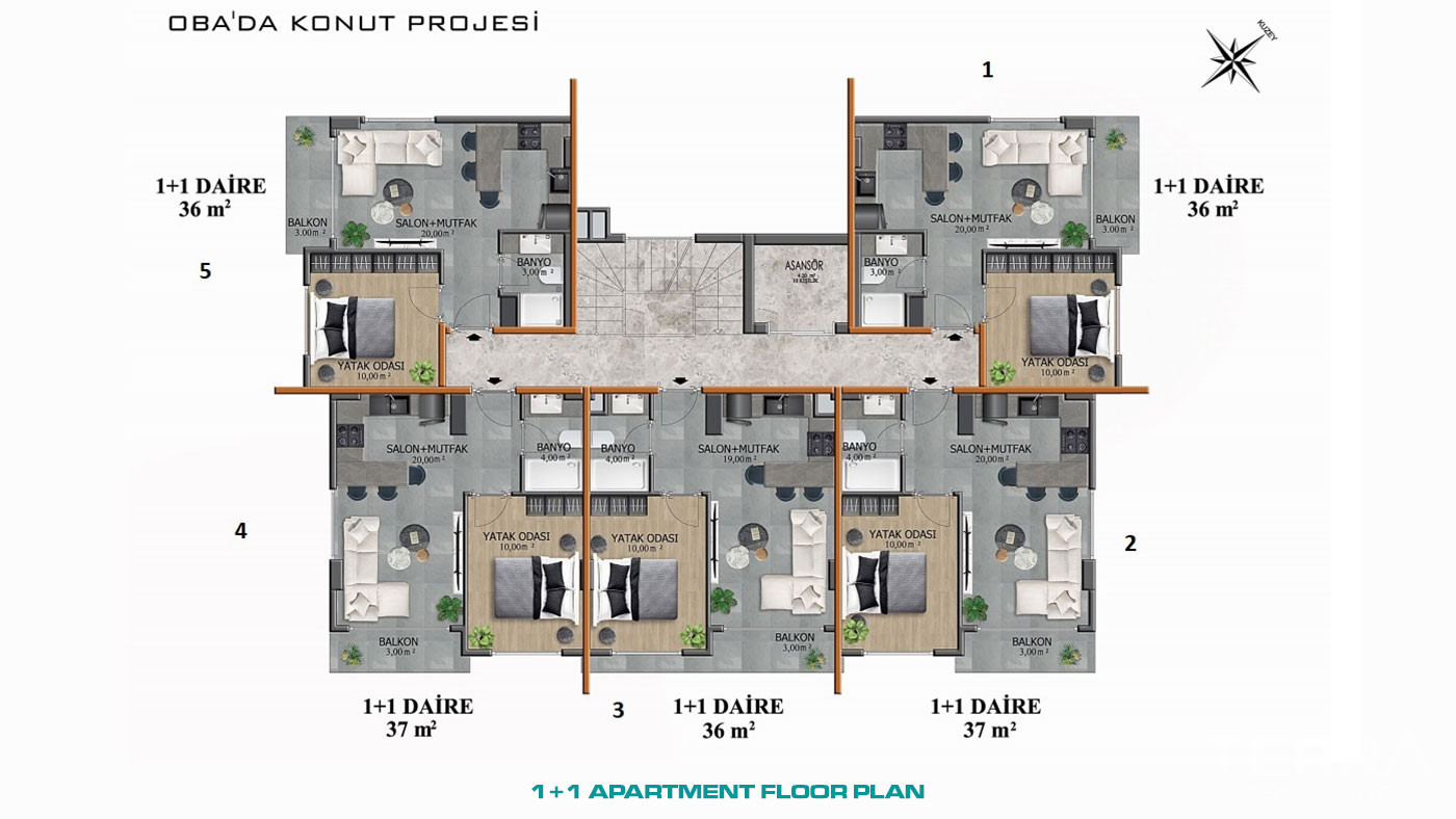 Affordable Apartments in Oba Alanya with Amenities in the Complex - 55067