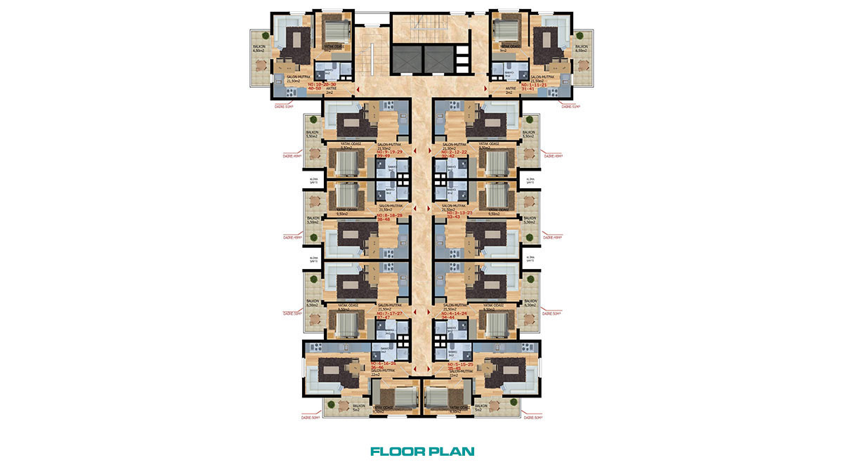 Appartements Pas Cher Avec Espaces Communs à Gazipaşa, Turquie - 54426