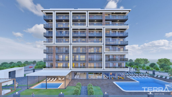 Luxuswohnungen mit Außen- und Innenpools in Avsallar, Alanya