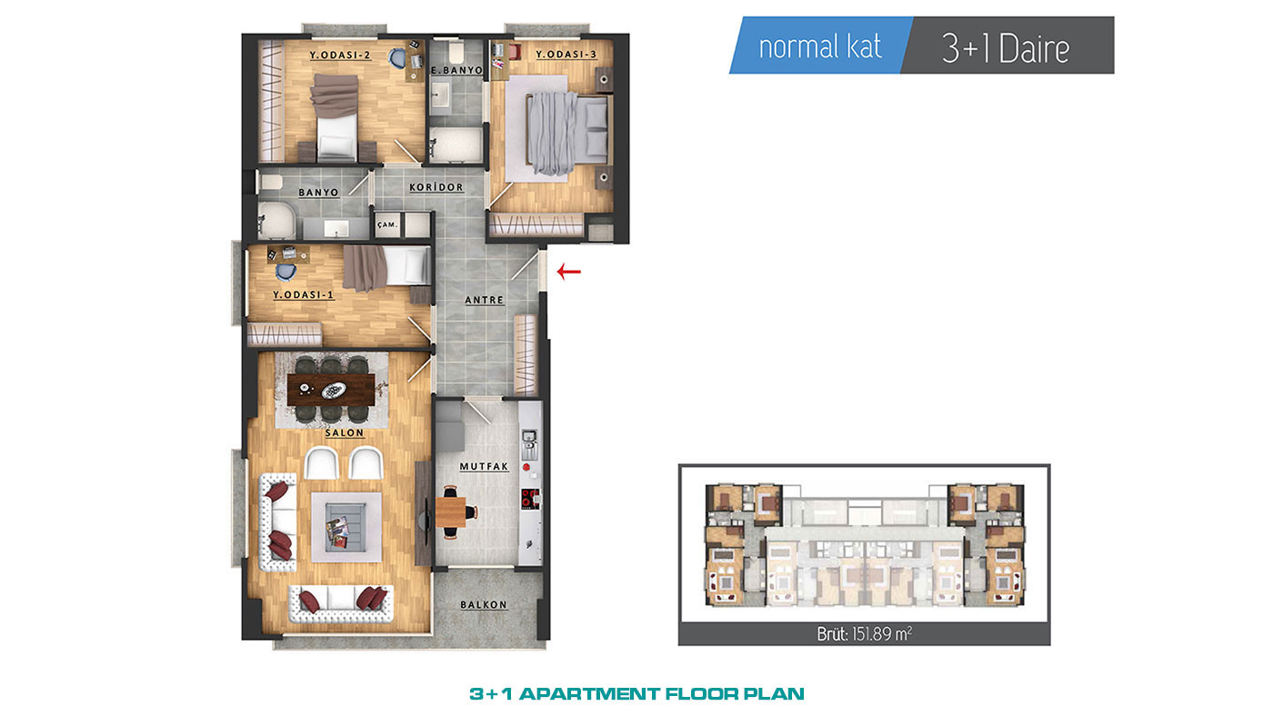 Apartments in Istanbul Bayrampaşa Close to Metro and Connection Links - 55404
