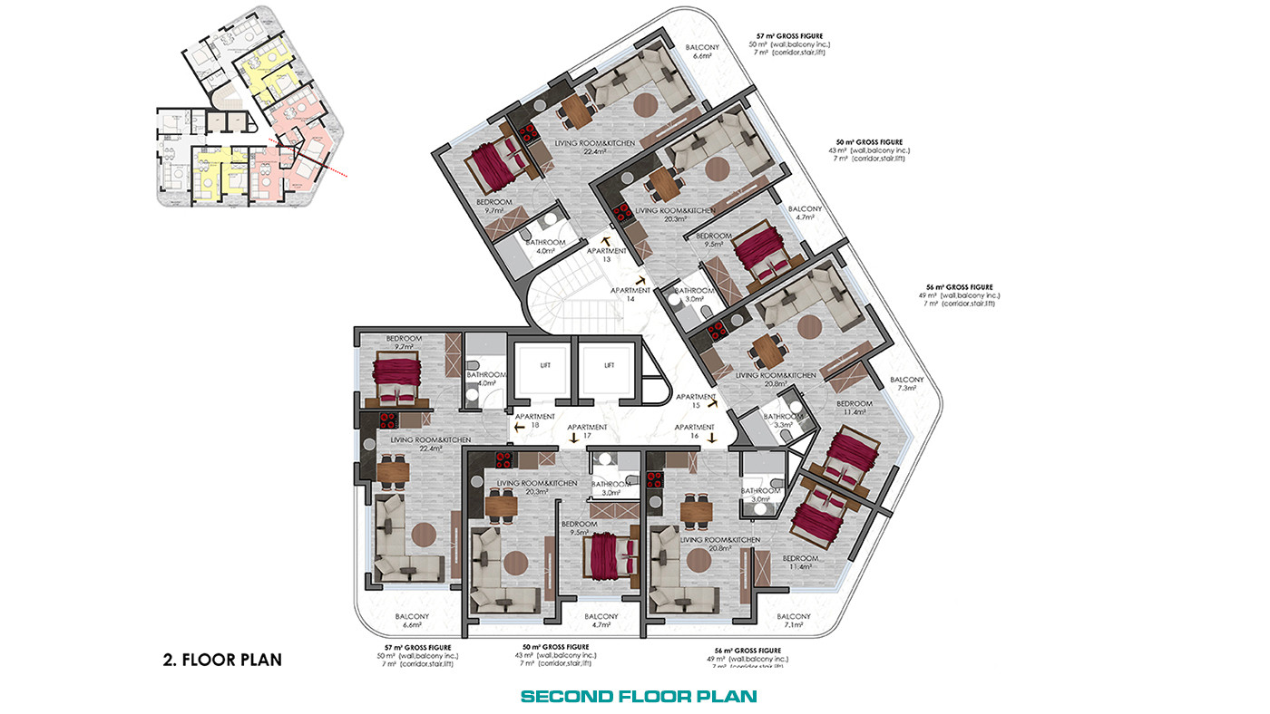 Investment Apartments with Rich Facilities in the Heart of Alanya - 56310