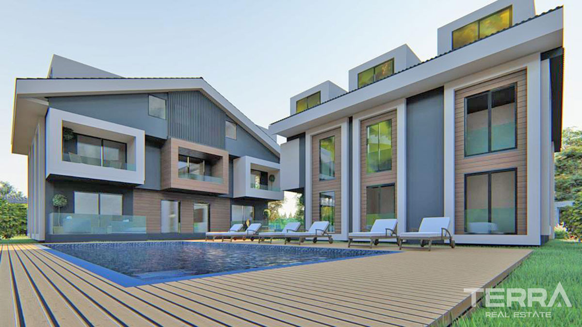 Luxury Penthouse Apartment with Common Swimming Pool in Fethiye Çalış - 57444
