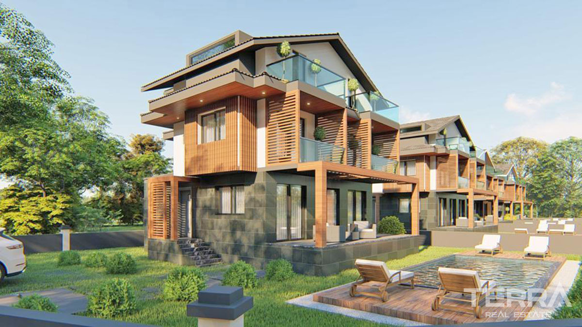 Detached Villas with Private Garden and Swimming Pool in Fethiye Çalış - 57449
