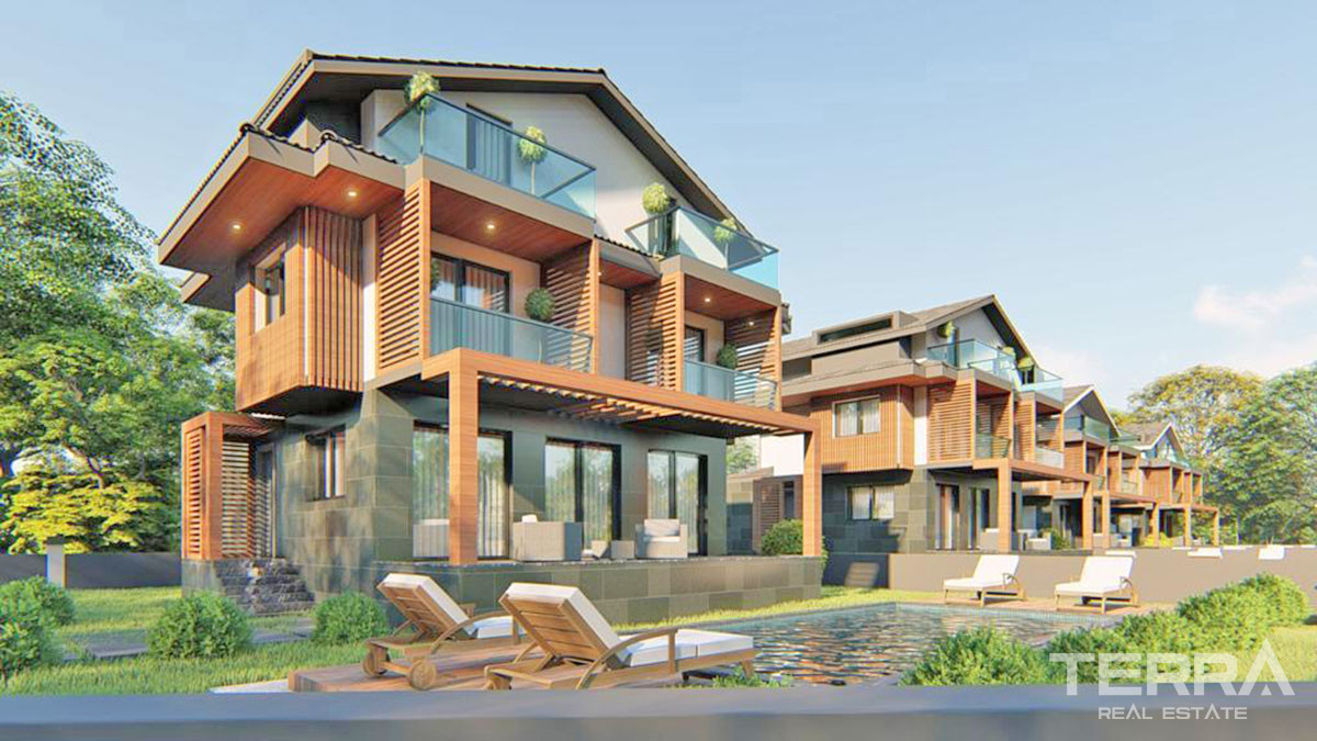 Detached Villas with Private Garden and Swimming Pool in Fethiye Çalış - 57456