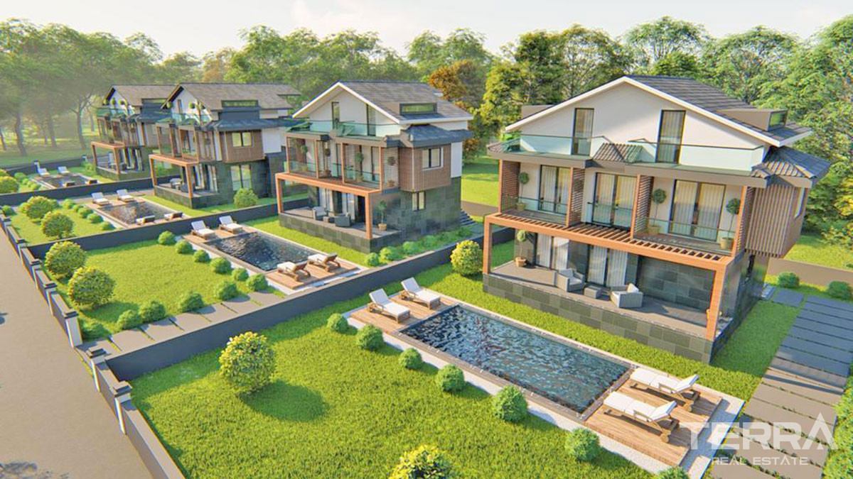 Detached Villas with Private Garden and Swimming Pool in Fethiye Çalış - 57460