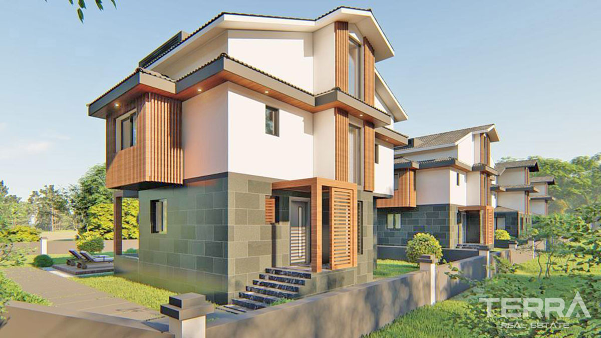 Detached Villas with Private Garden and Swimming Pool in Fethiye Çalış - 57461