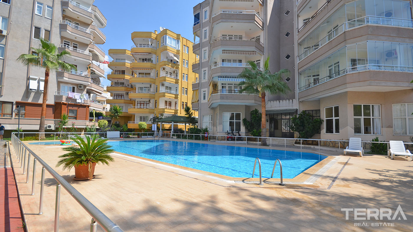 Tani apartament z widokiem na morze i z basenem blisko plaży w Alanyi - 58146