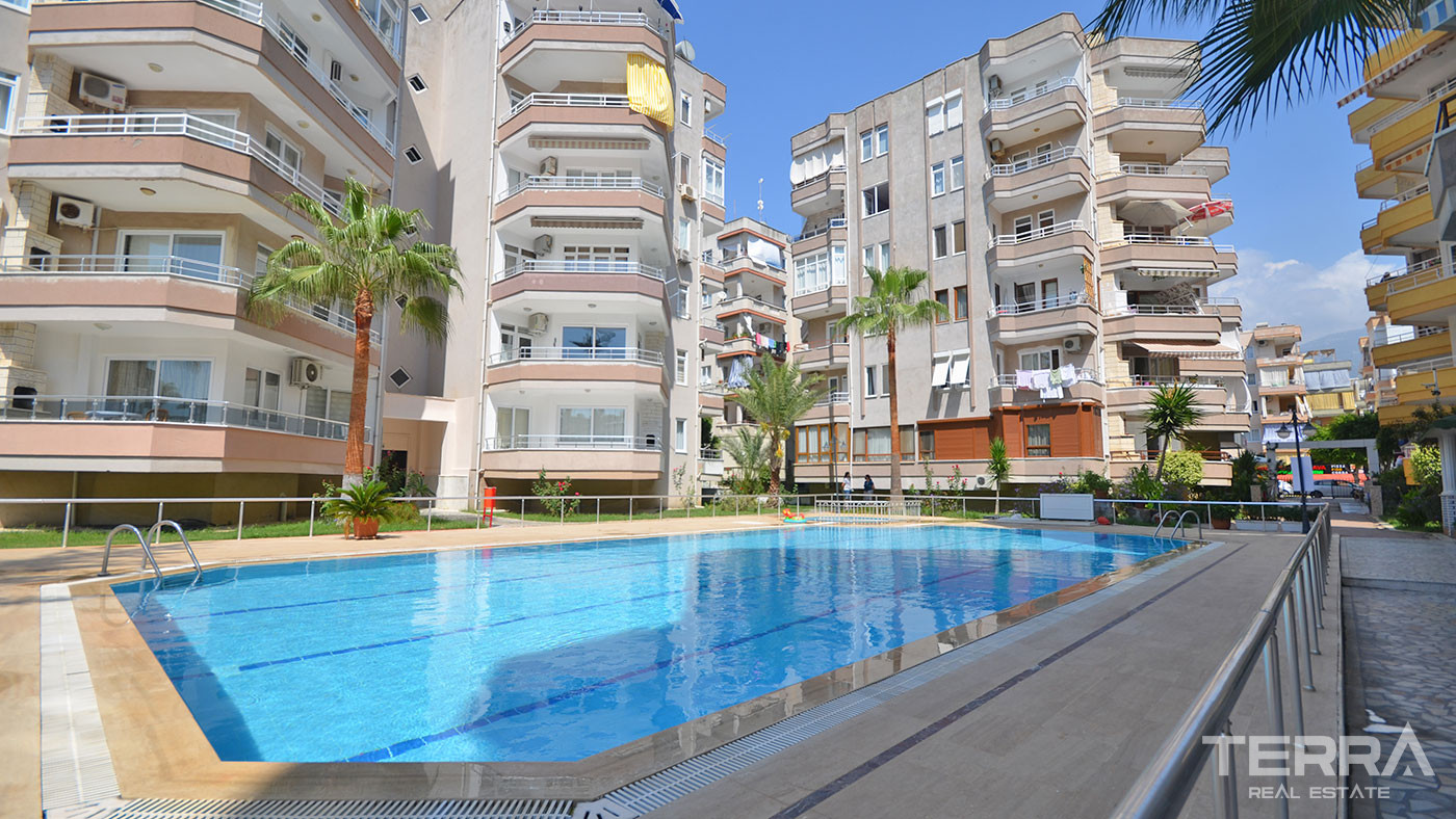 Tani apartament z widokiem na morze i z basenem blisko plaży w Alanyi - 58148