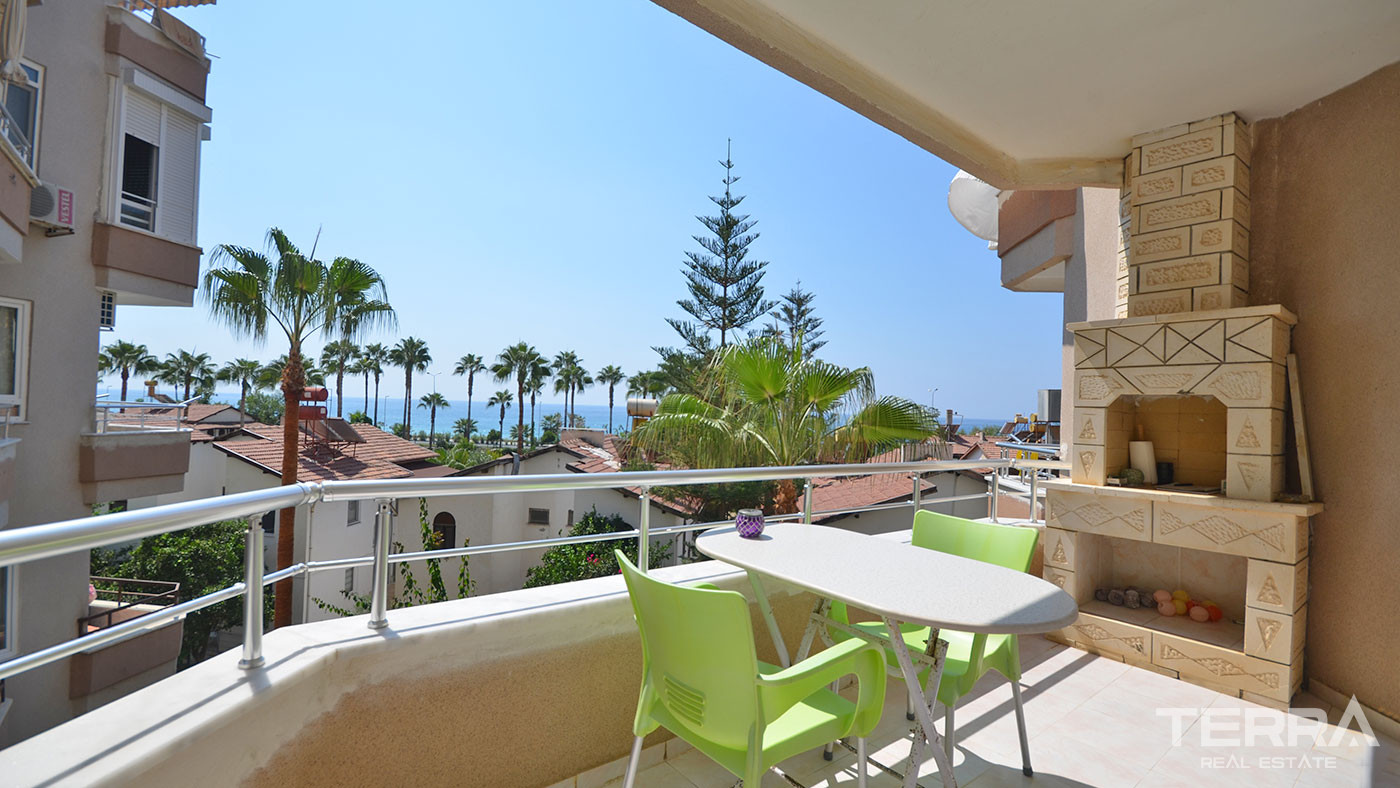 Tani apartament z widokiem na morze i z basenem blisko plaży w Alanyi - 58164