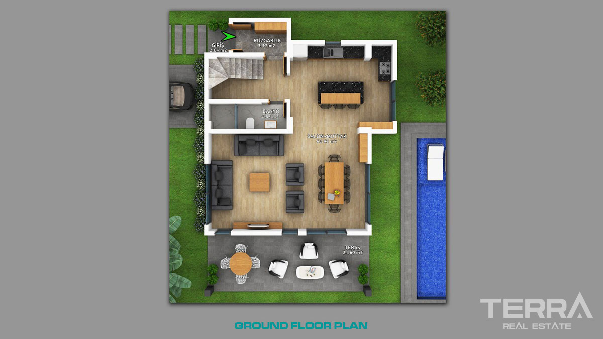 Modern Detached Villa with Private Pool in Ovacık Fethiye - 58710