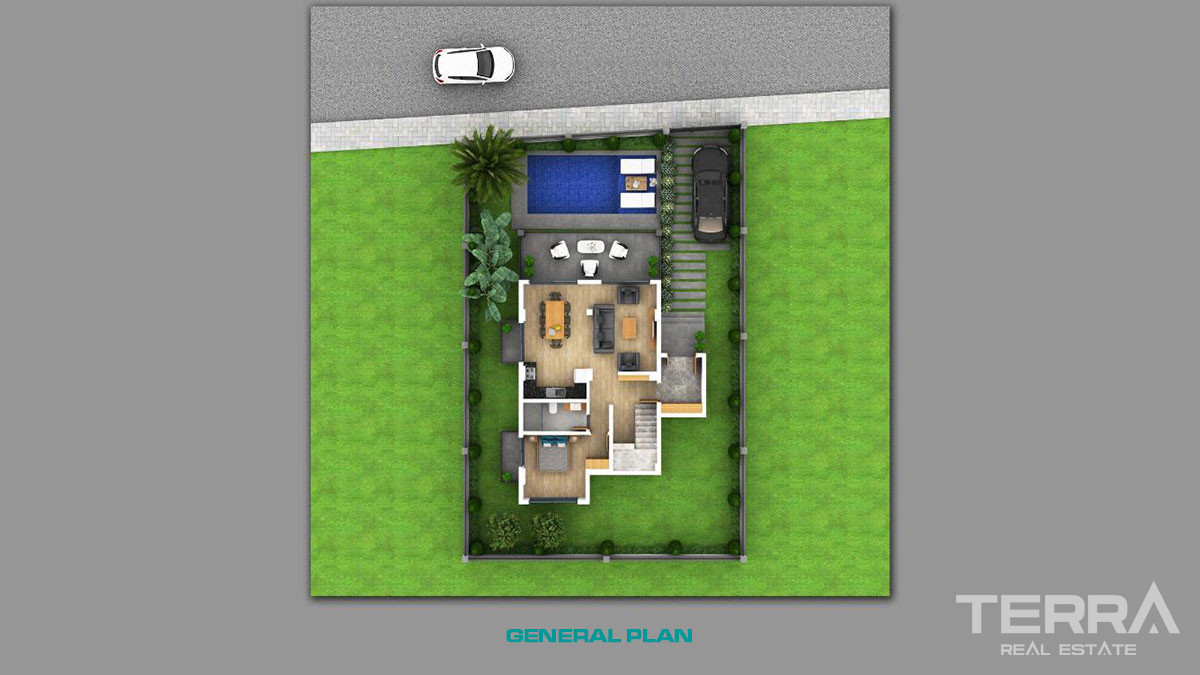 New Detached Villa with a Pool in Fethiye at Affordable Price - 58722
