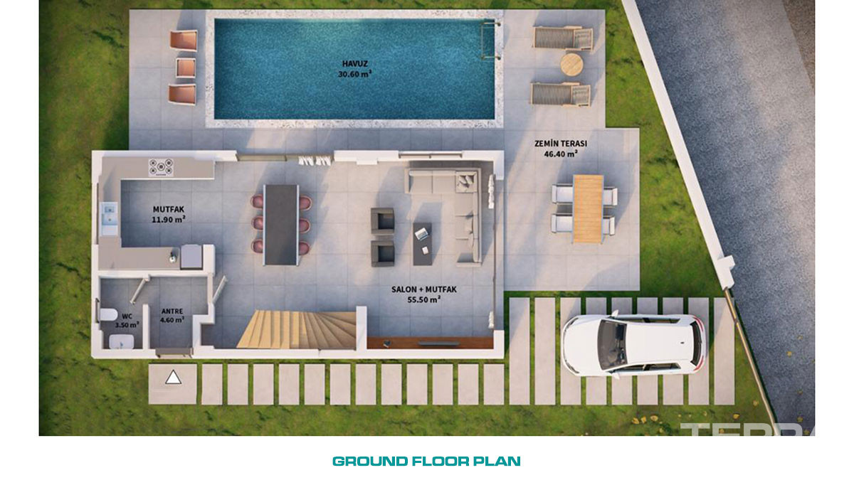Wille z widokiem na morze w Fethiye z jacuzzi i prywatnym basenem - 59673